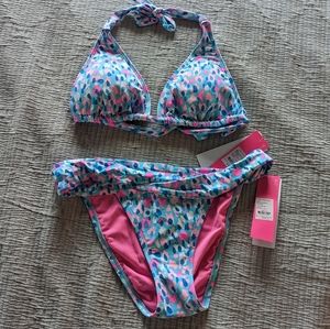 Lilly Pulitzer Hottie Dottie Blue Ibiza bikini new with tags size 8